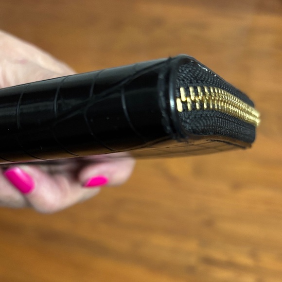 VS Croc Color Block Two-Tone Black and Brown Embossed Wallet NWOT - Picture 6 of 7